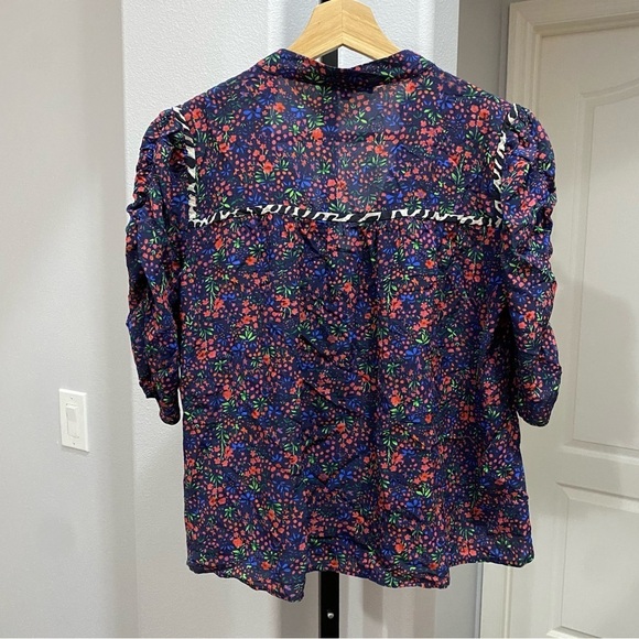 Nanette Lepore Ditzy Combo Silk Top Floral Animal Print Size 4 - Picture 7 of 8
